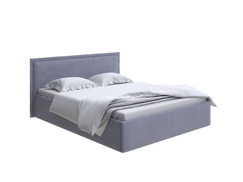 Кровать Aura Next 140x200 Ткань: Велюр Casa Благородный серый - Кровать в лаконичном дизайне в обивке из мебельной ткани