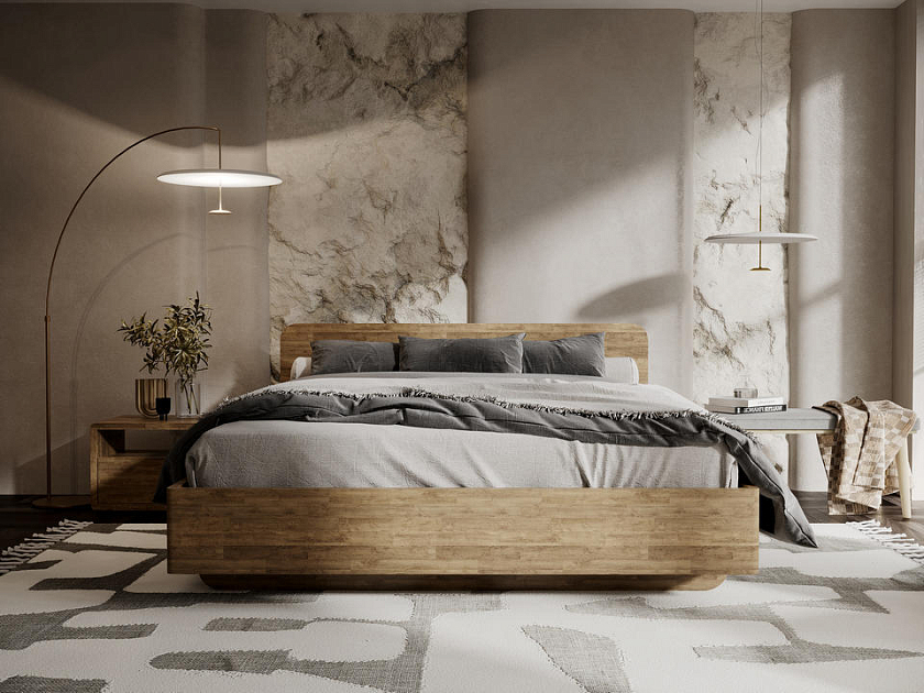 Кровать Minima с подъемным механизмом 160x200 Массив (береза) Масло-воск Антик - Кровать в стиле экоминимализма.