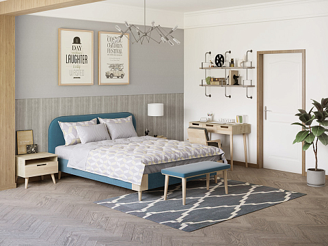 Кровать в стиле минимализм Lagom Plane Soft - Оригинальная кровать в обивке из мебельной ткани.